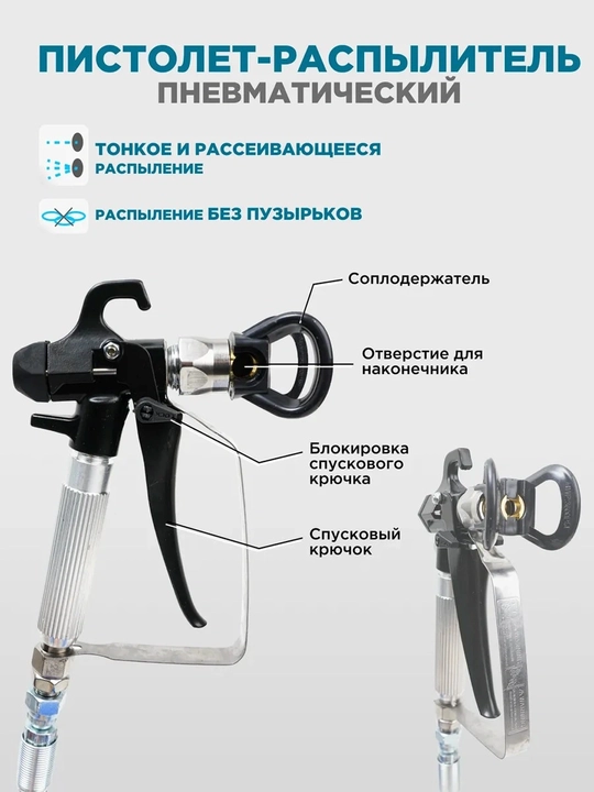 Безвоздушный распылитель BIYOTI BYT-16A 1500 Вт, 3000 PSI, 6 л/мин, сопло 523