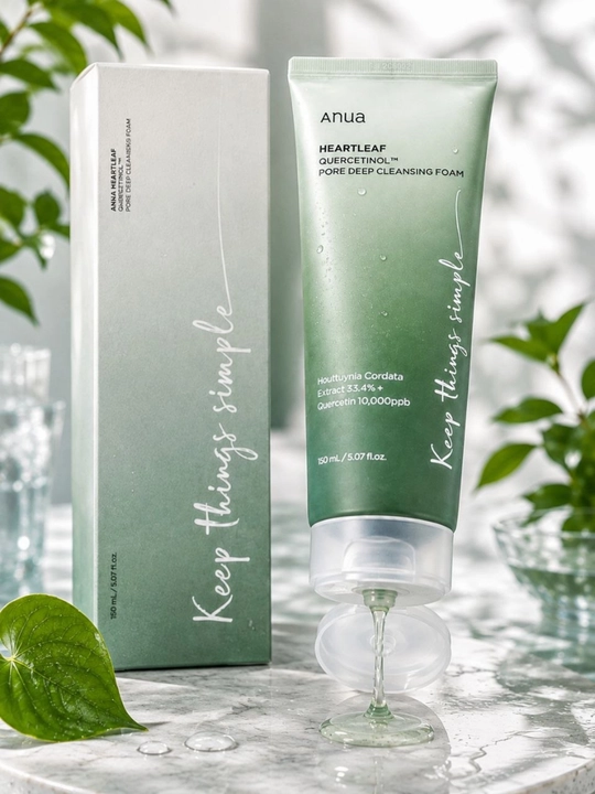 G‘ovaklarni chuqur tozalash uchun Anua Heartleaf Quercetinol yuvish ko‘pigi, 150 ml