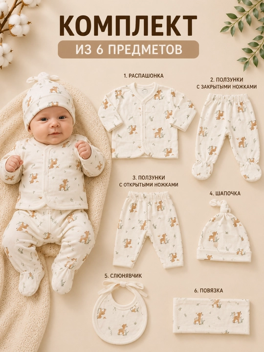 Комплект одежды для новорожденного, хлопок, набор для малыша, одежда для младенца - 