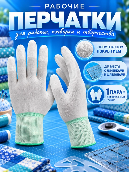 Перчатки рабочие для шитья, раскроя ткани - 