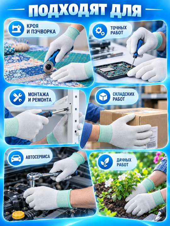 Перчатки рабочие для шитья, раскроя ткани