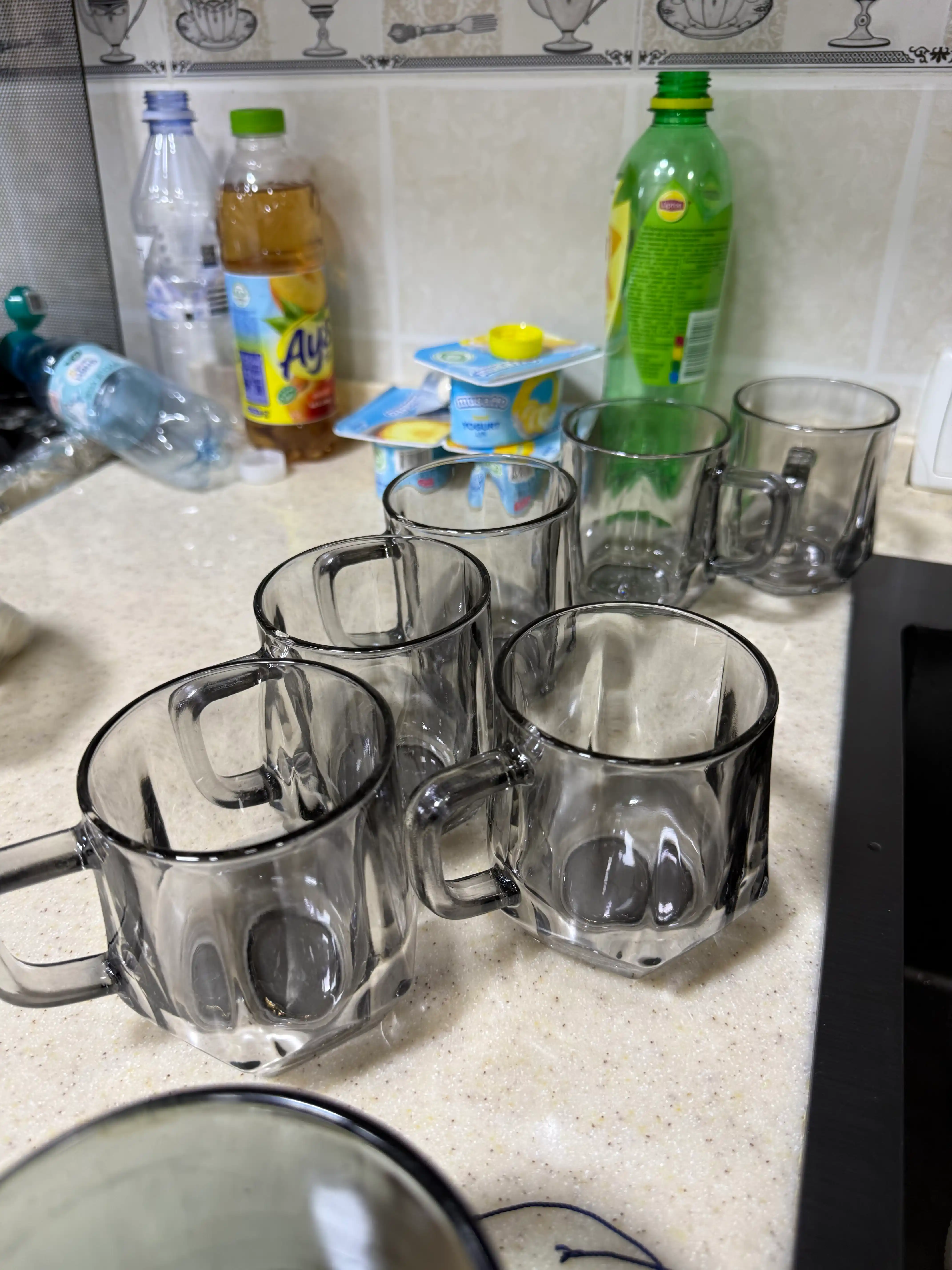 Choy va qahva uchun shisha krujkalar to‘plami, 6 dona, 280 ml 