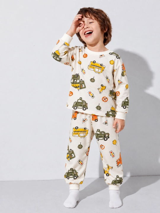 Пижама для мальчика, для садика, пижама с тракторами, 2-4-6 лет - 