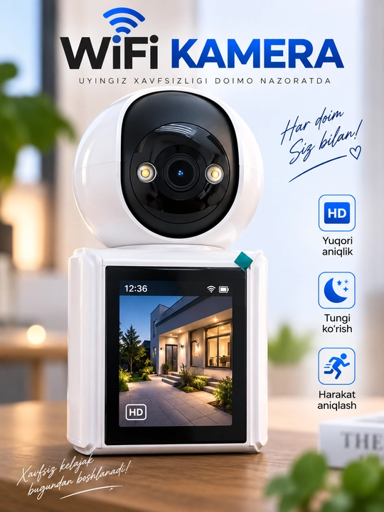 Aqlli Wi-Fi kamera, PTZ kuzatuv kamerasi tashqi kamera Full HD 360 darajali kamera - 