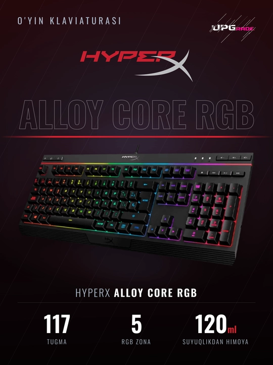 O'yin klaviaturasi HyperX Alloy Core RGB