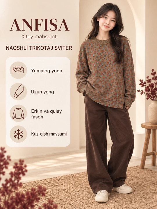 Ayollar va qizlar uchun yengi uzun jemperlar  kardiganlar svitrlari kuz qish bahor uchun - 