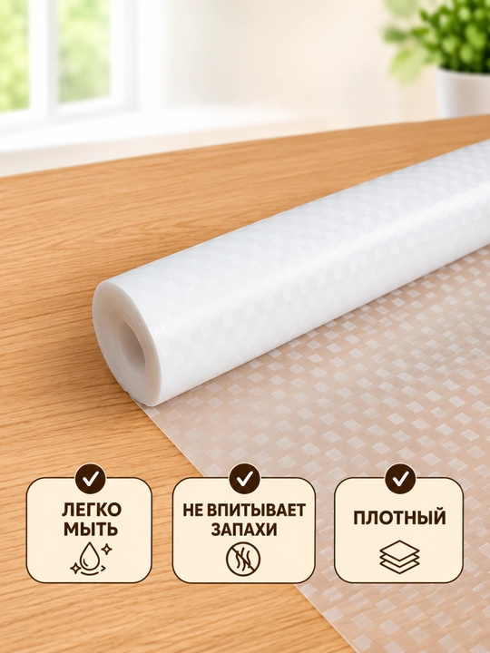 Silikon sirpanmaydigan gilamcha rulon ko‘rinishida muzlatkich va polkalar uchun 1,5 metrli