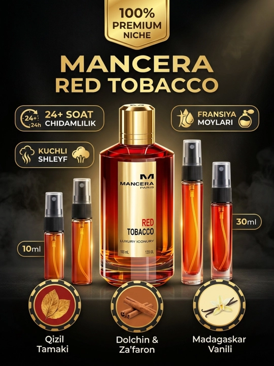 Mancera Red Tobacco - Парфюмерная вода, нишевый парфюм в стеклянном флаконе LABOR Parfum - 