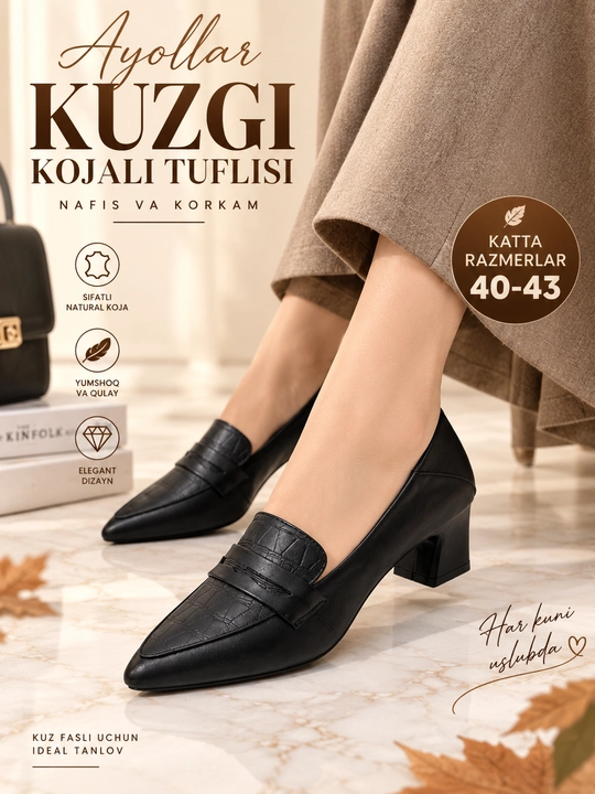 Ayollar oyoq kiyimlari, yozgi tuflilar, kojali tuflilar, katta o'lcham tuflilar, 41-43 - 