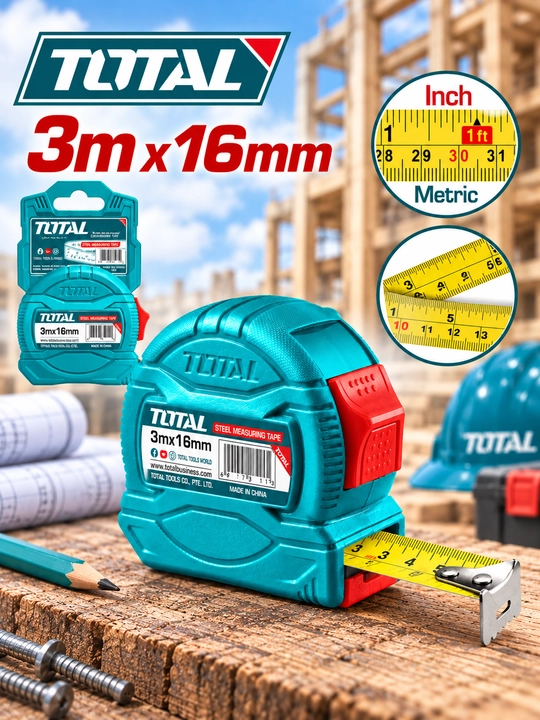 Измерительная рулетка TOTAL, 3/5/8/10 м, для строительных и ремонтных работ - 