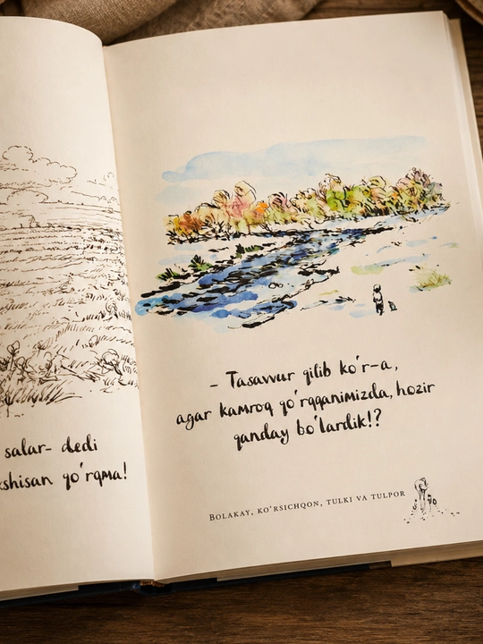 «Мальчик, Крот, Лис и Конь» — Чарли Маккизи, книга на узбекском языке