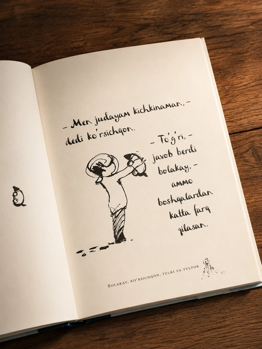 «Мальчик, Крот, Лис и Конь» — Чарли Маккизи, книга на узбекском языке