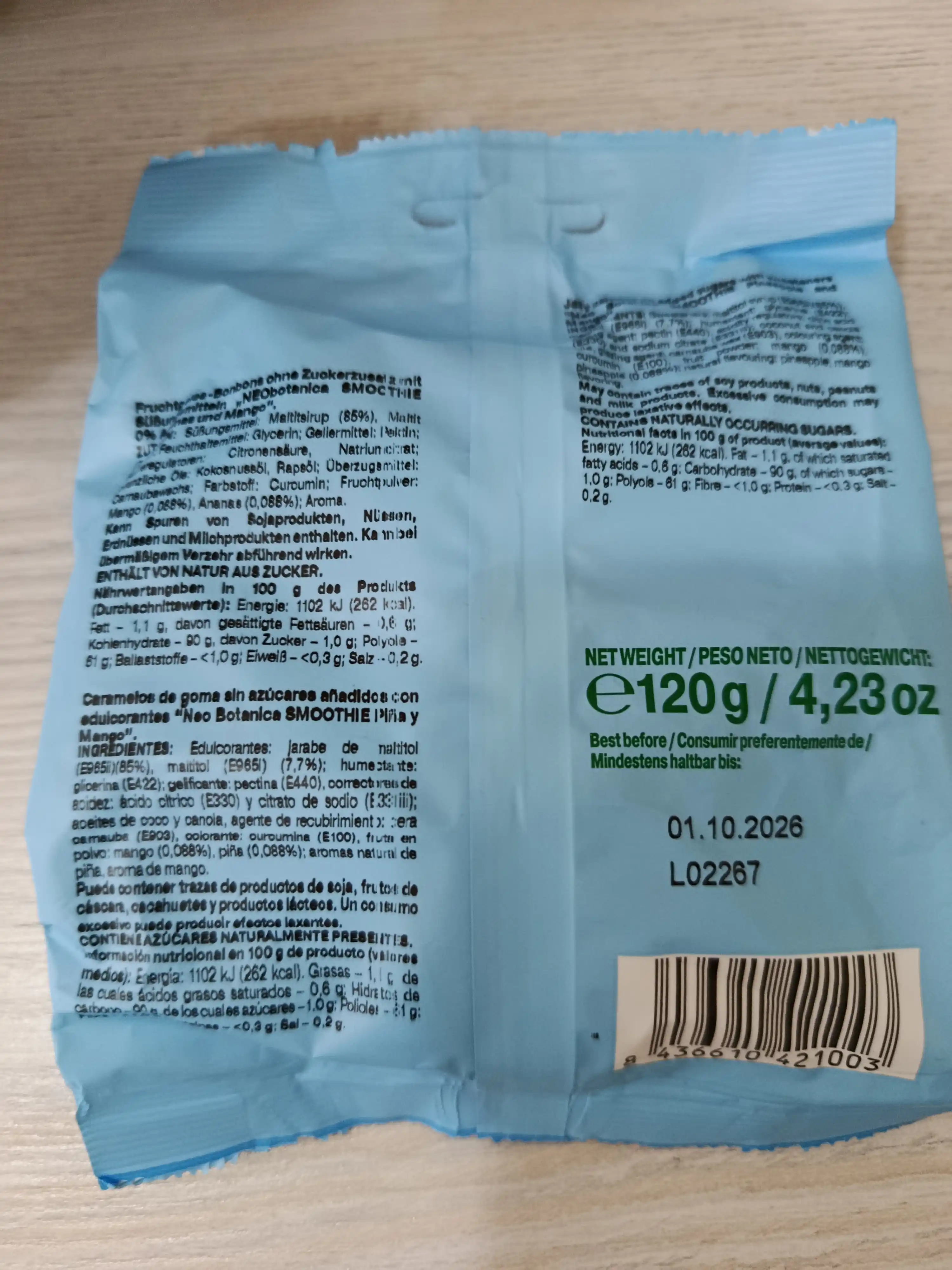NEO Botanica Фруктовый мармелад с ананасом и манго, 0% добавленного сахара, 120 г