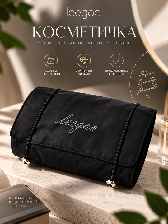 Kosmetichka-organayzer Leegoo sayohat uchun buklanadigan, 4 bo'lim
