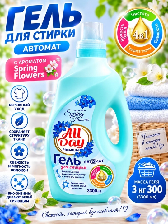 Гель, чистящее средство для стирки, гель для стирки, All Day гель - 