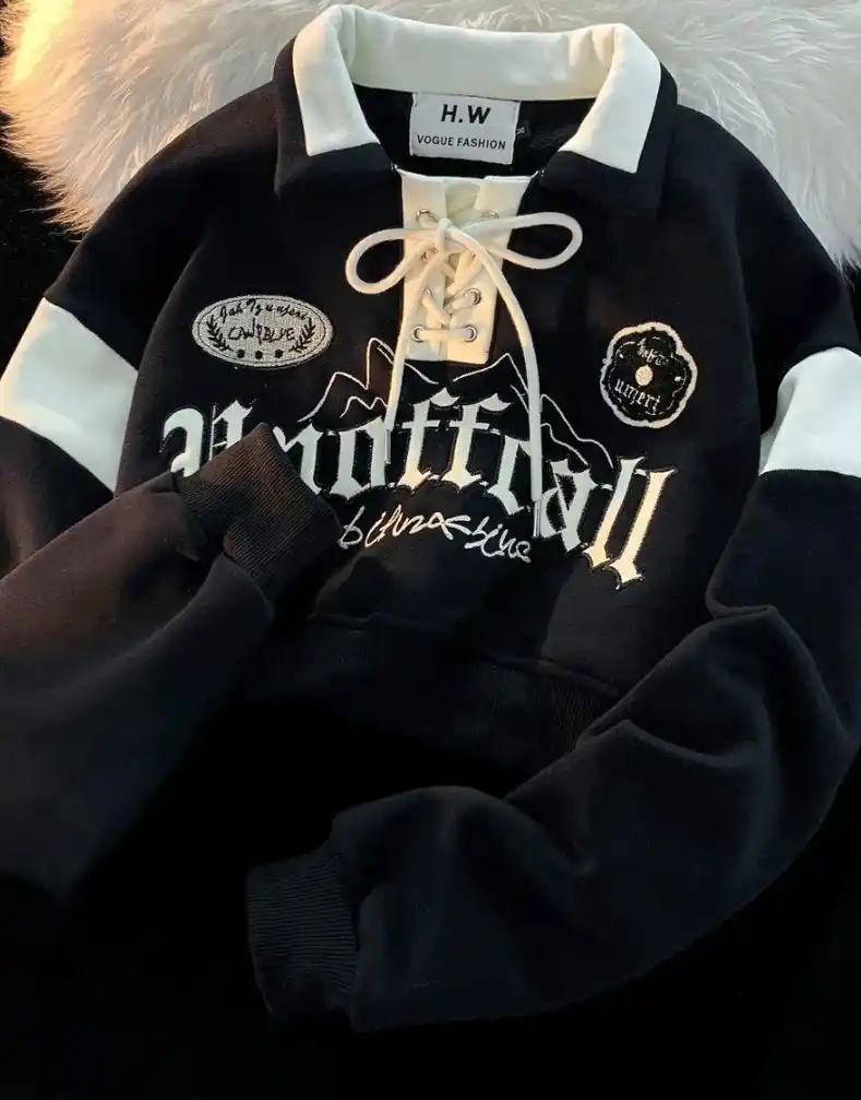 Sweatshirt, ayollar uchun kalta krop, yoqali