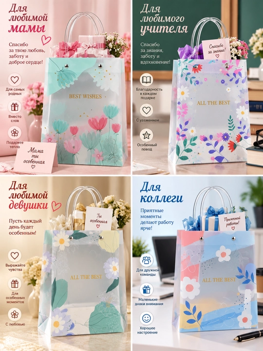 Sovg‘a paketi, polietilen paket, PVX, shaffof paket. Sovg'a uchun paket. Paket chiroyli