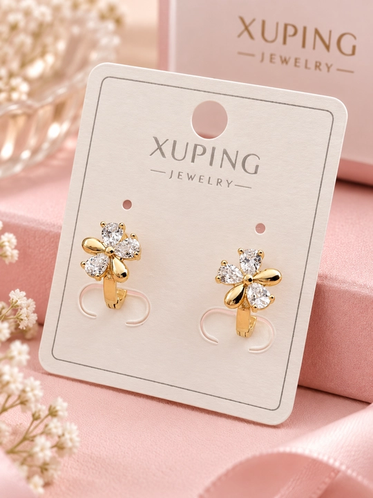 Серьги Xuping для девочек позолоченные, маленькие, с фианитами, гипоаллергенные