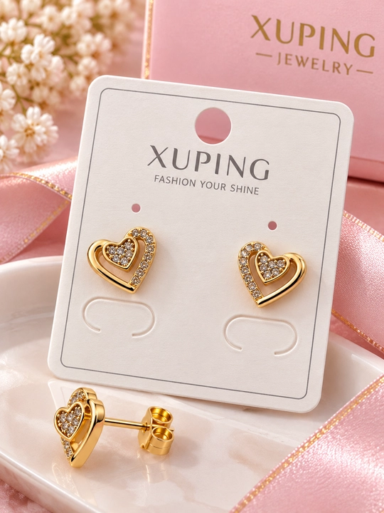 Серьги Xuping для девочек позолоченные, маленькие, с фианитами, гипоаллергенные - 