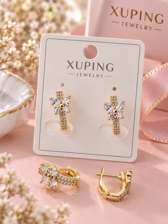 Серьги Xuping для девочек позолоченные, маленькие, с фианитами, гипоаллергенные