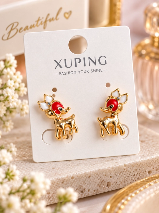 Серьги Xuping для девочек позолоченные, маленькие, с фианитами, гипоаллергенные