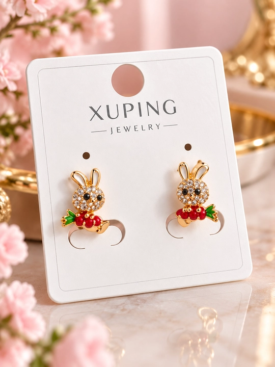 Серьги Xuping для девочек позолоченные, маленькие, с фианитами, гипоаллергенные