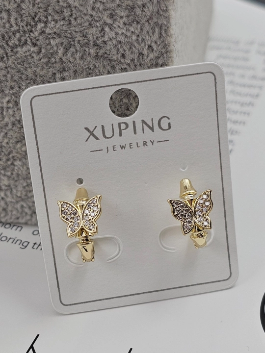 Серьги Xuping для девочек позолоченные, маленькие, с фианитами, гипоаллергенные