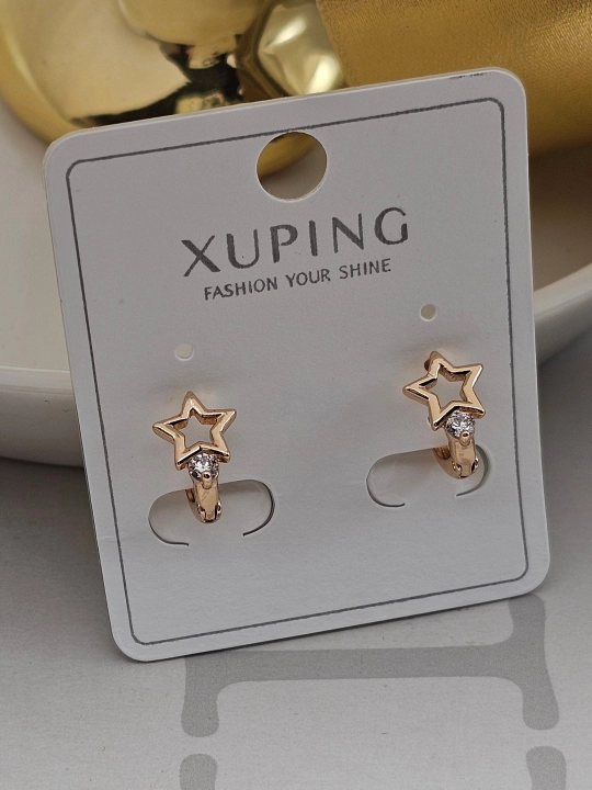 Серьги Xuping для девочек позолоченные, маленькие, с фианитами, гипоаллергенные