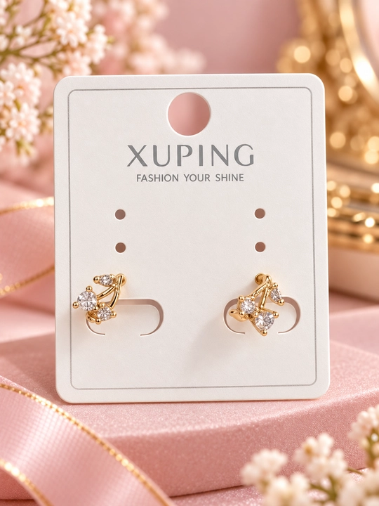 Серьги Xuping для девочек позолоченные, маленькие, с фианитами, гипоаллергенные