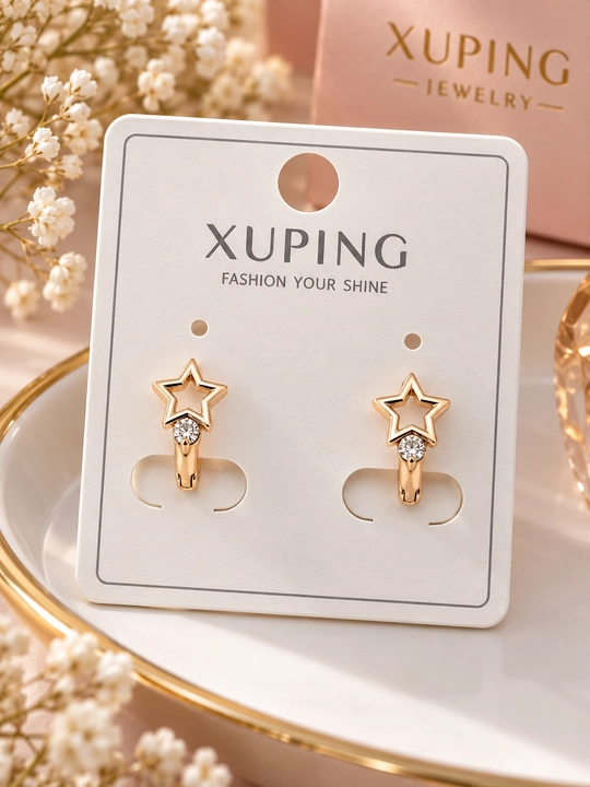 Серьги Xuping для девочек позолоченные, маленькие, с фианитами, гипоаллергенные - 