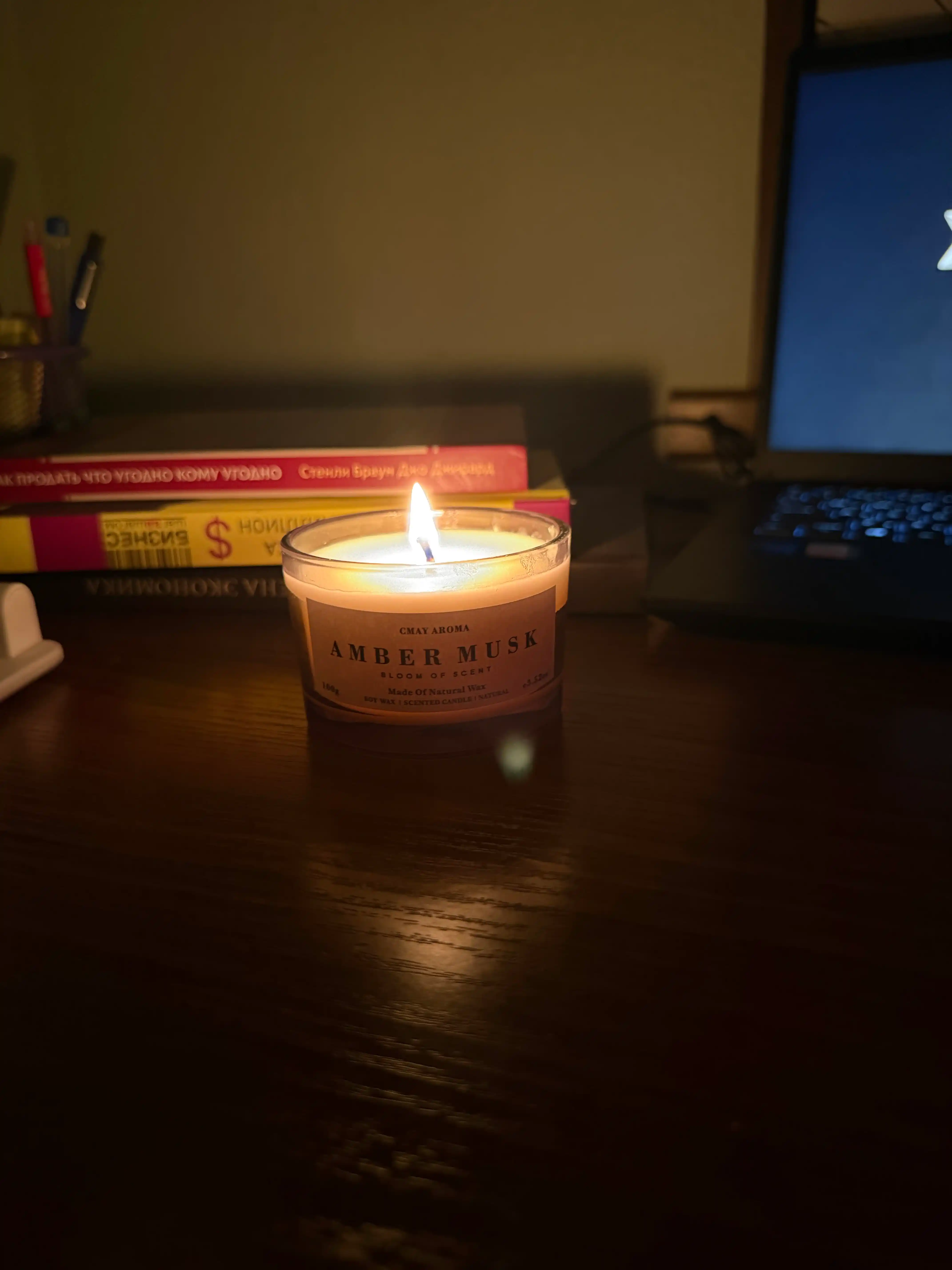 Xushbo'y aromatik sham 100 g, tabiiy mum, uy uchun dekorativ hidli sham