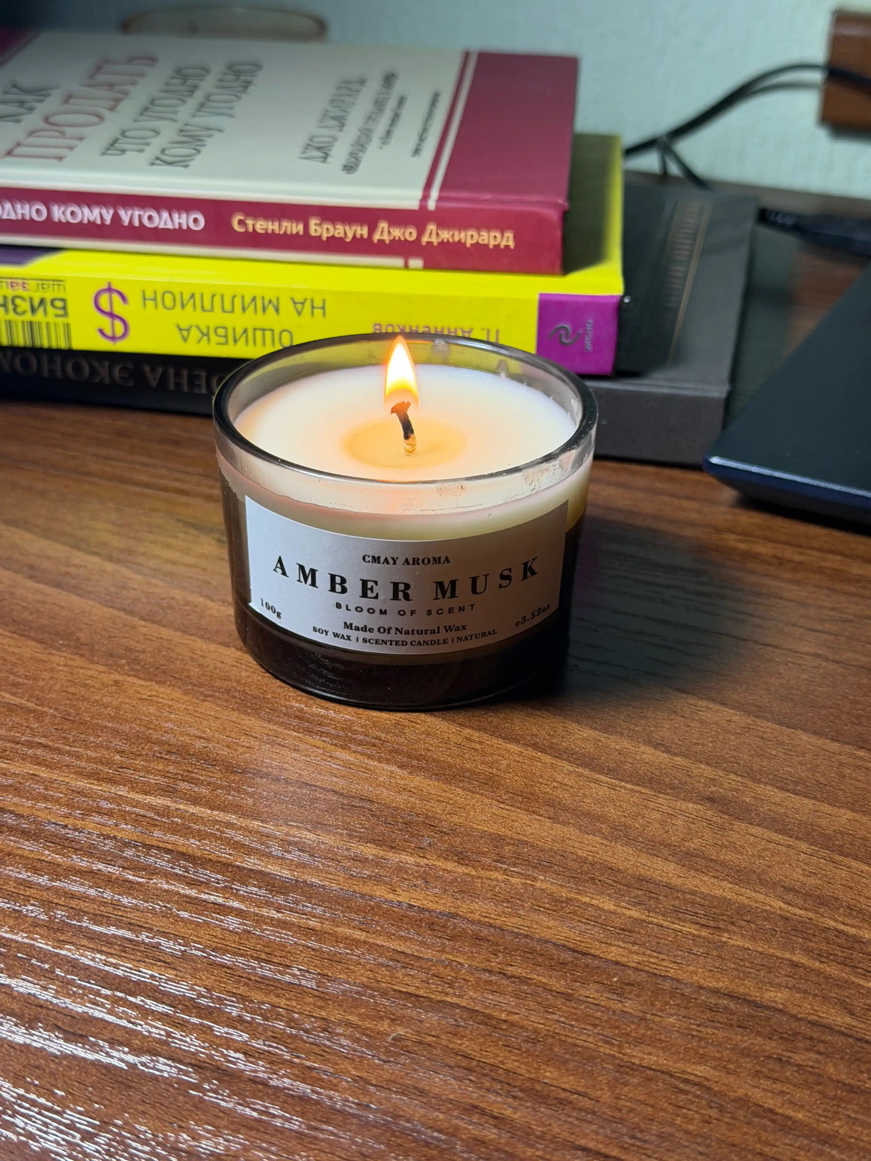 Xushbo'y aromatik sham 100 g, tabiiy mum, uy uchun dekorativ hidli sham