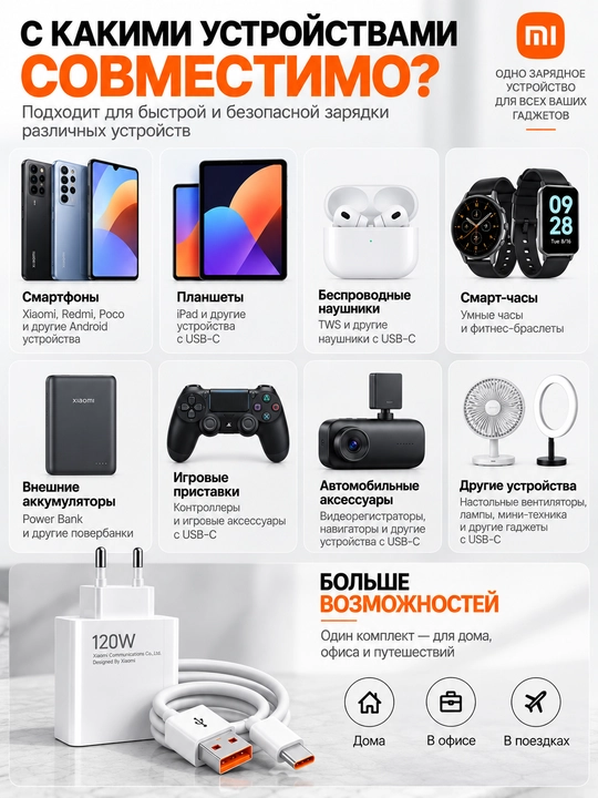 Xiaomi Hyper Charge Combo tezkor zaryadlovchi 33W / 67W / 120W, Type-C kabel bilan