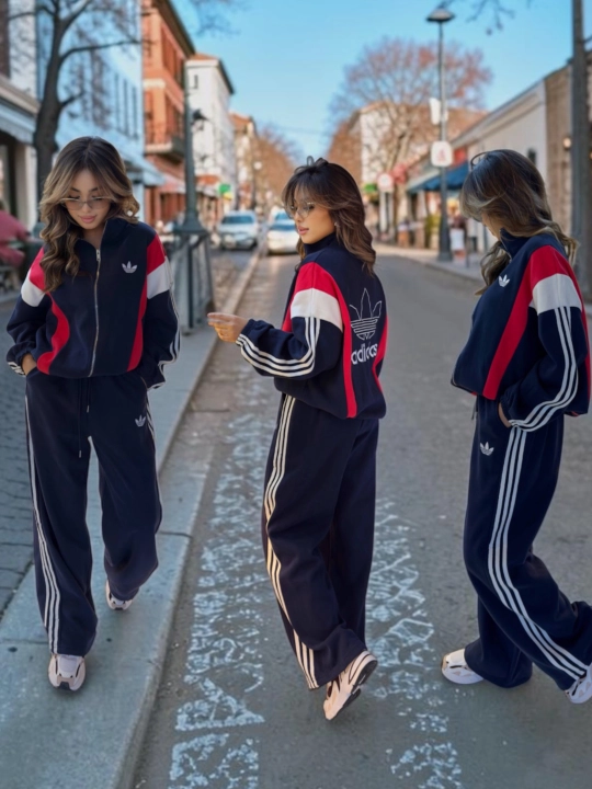 Ayollar uchun zamonaviy sport kostyumi 2 qismli— zamokli olimpiyka va keng fasonli shim