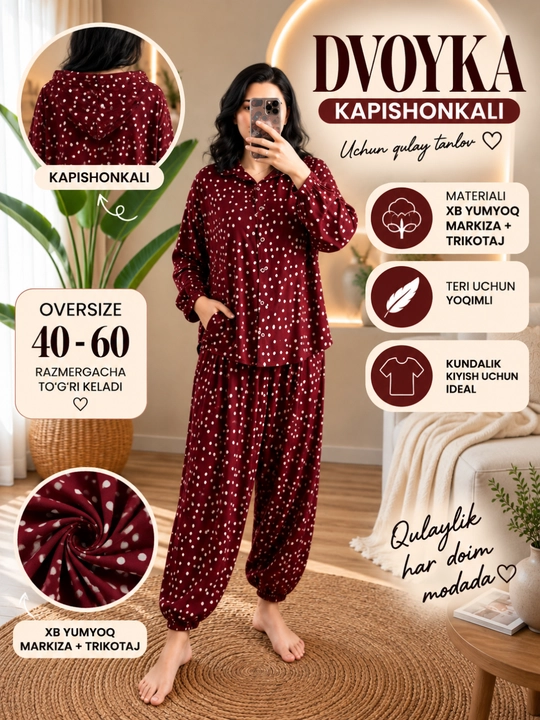 Ayollar dvoykasi, oversize dvoyka, XB trikotaj - 