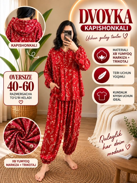 Ayollar dvoykasi, oversize dvoyka, XB trikotaj - 
