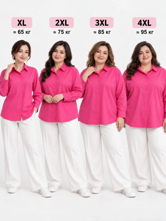 Rubashka ayollar, uzun yengli ayollar ko‘ylagi, katta o‘lchamda, XL-4XL, Turkiya