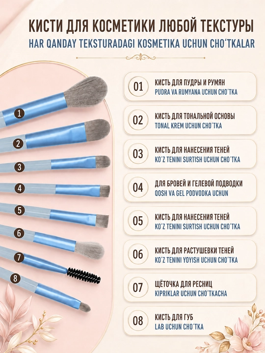 Набор кисточек для макияжа, косметические кисти для лица, набор make up кистей
