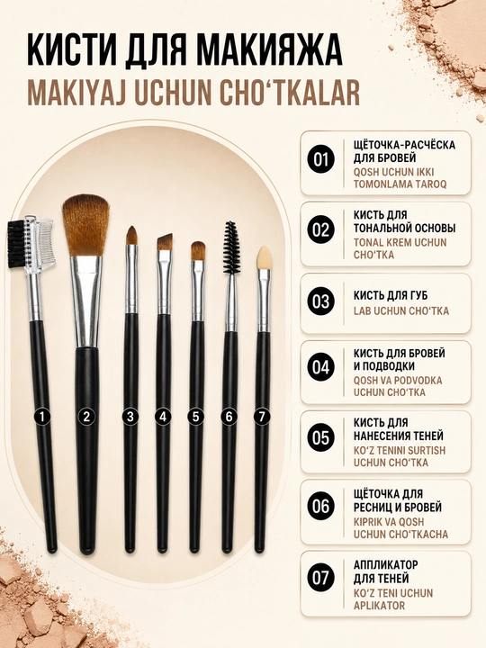 Набор кисточек для макияжа, косметические кисти для лица, набор make up кистей