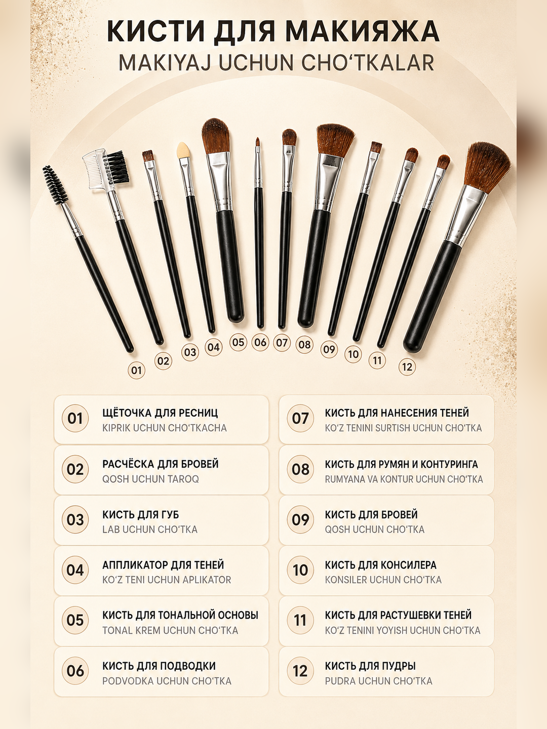 Набор кисточек для макияжа, косметические кисти для лица, набор make up кистей