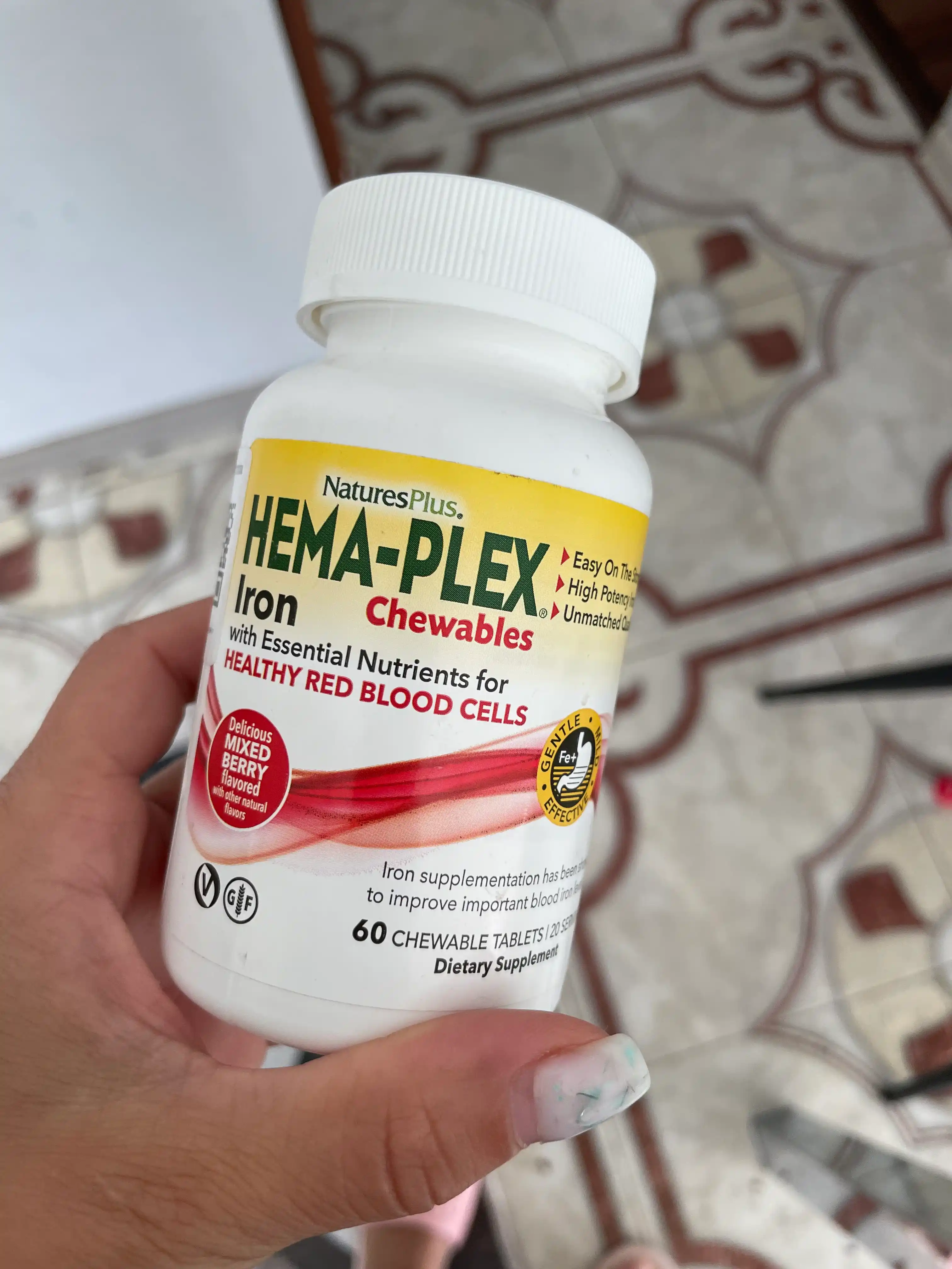 Hema-Plex, NaturesPlus, с ягодным вкусом, 60 жевательных таблеток