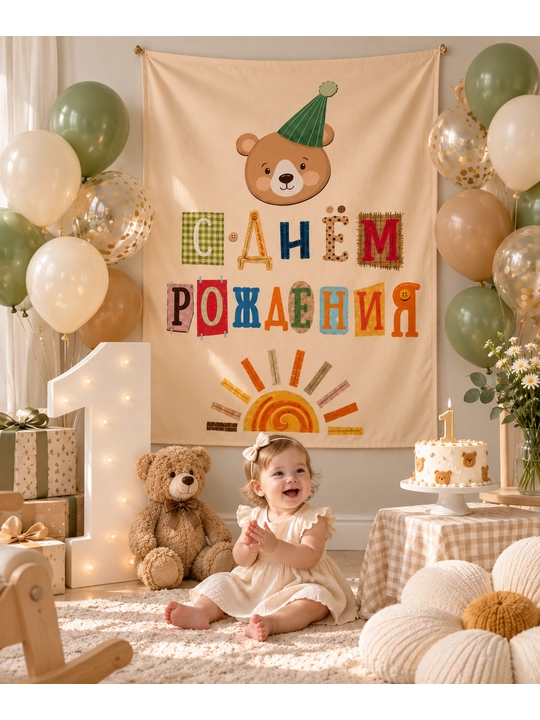 Тканевый плакат баннер постер с днем рождения
