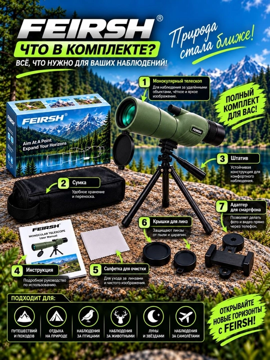 Monokulyar teleskop  FAIRSH 25-75x60