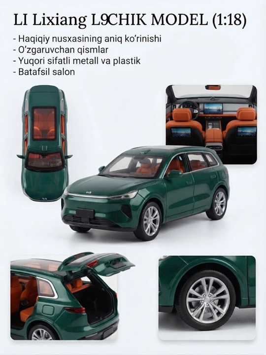 Li Auto L9 kolleksion metall o‘yinchoq mashinasi