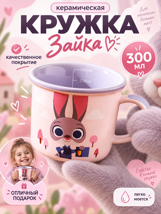 Krujka o‘lchov shkalali multfilm dizaynli, 340 ml - 