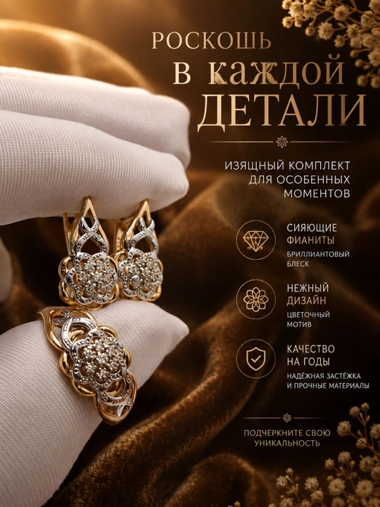 Серьги и кольцо, гипоаллергенно - 