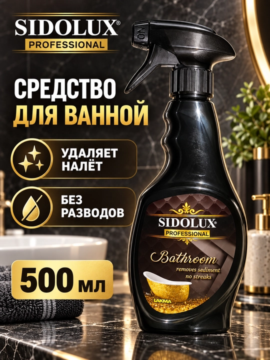 Sidolux Professional Bathroom vannaxona uchun qoplama va izlarni tozalovchi sprey, 500 ml - 
