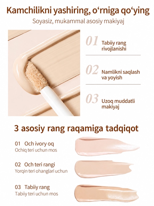 YOO TIGER Professional Makiyaj Seti 3 in 1- Padvodka, Qosh Qalami & Konsiler Toʻplami
