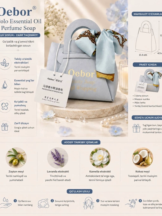 Oebor Beauty Soap ароматное туалетное косметическое мыло, с парфюмерным ароматом, мыло