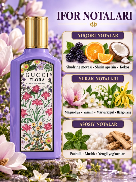 Gucci Flora Gorgeous Magnolia парфюмированная вода для женщин, 100 мл